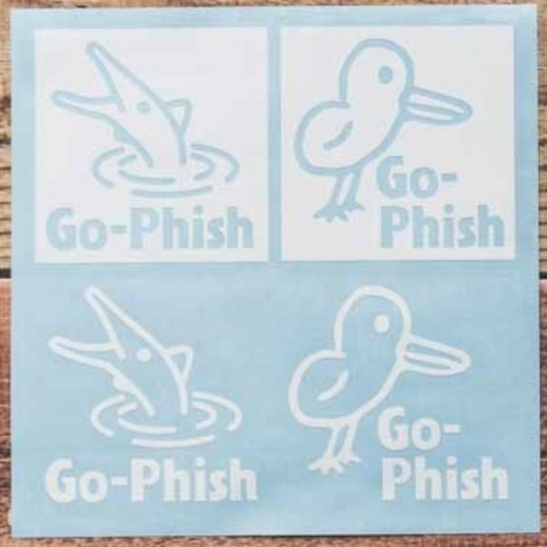 画像1: Go-Phish ゴーフィッシュ 50mm イラストカッティングステッカー：ホワイト【ネコポス配送可】