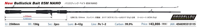 ロッド]ヤマガブランクス バリスティック ベイト Ballistick Bait 85M